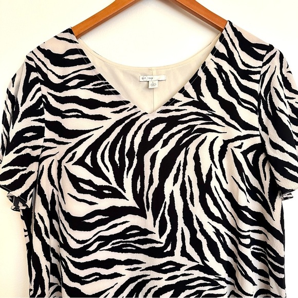 Est. 1946 Zebra Print Black Cream Midi Dress Size Large - Picture 2 of 12